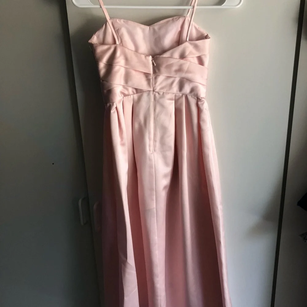 Elegant Girls' Pink Satin Formal Dress with Spaghetti Straps